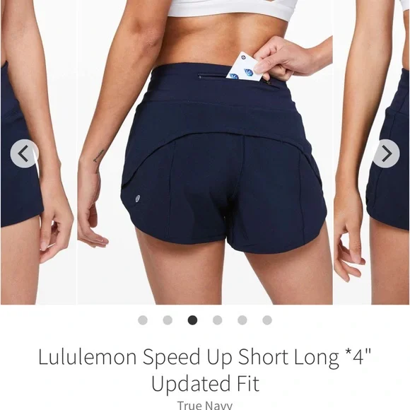 Lululemon Speed Up Short Long 4” Updated Fit True Navy Blue Size 4 - Picture 3 of 13